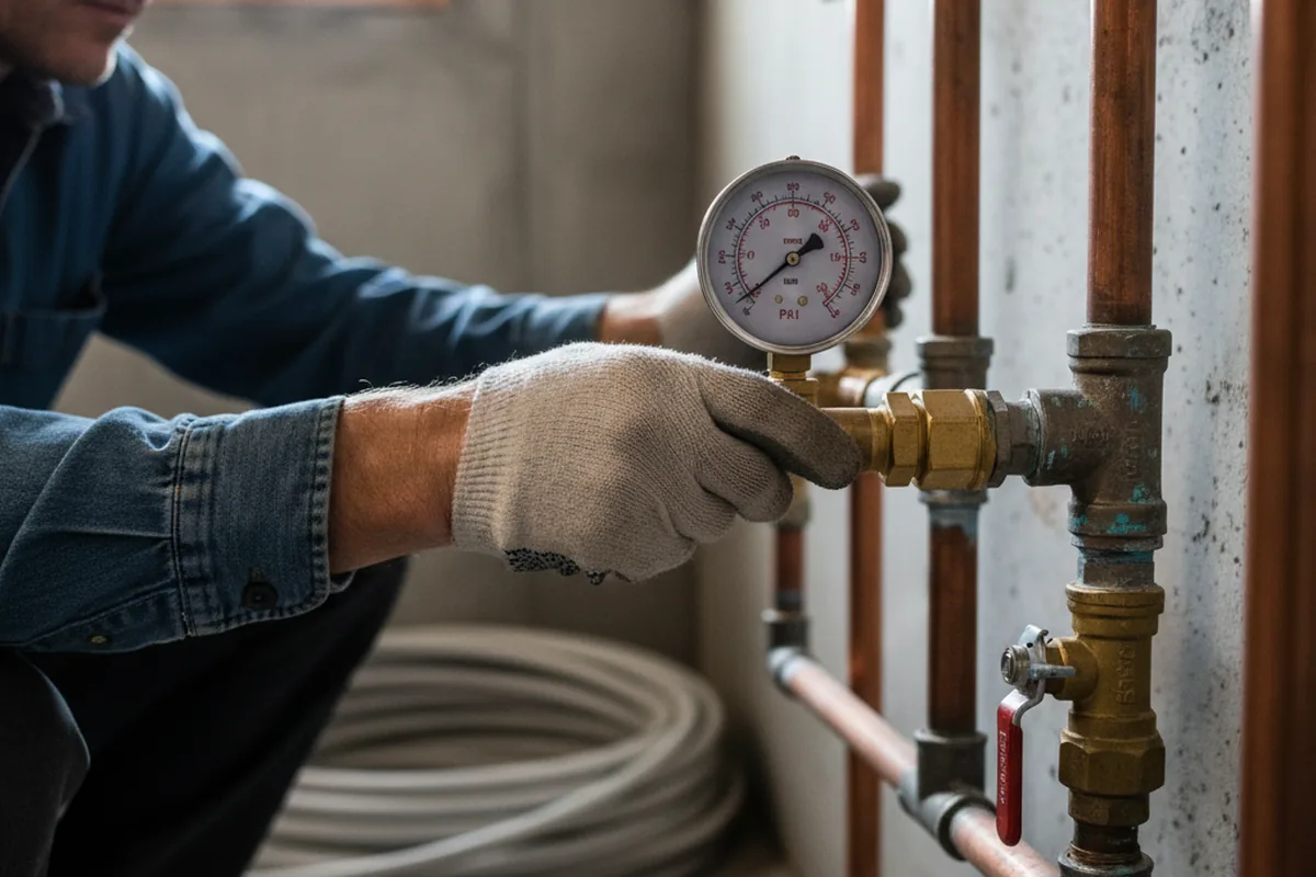 Pressure testing a repaired line during Water Line Repair in Crandall